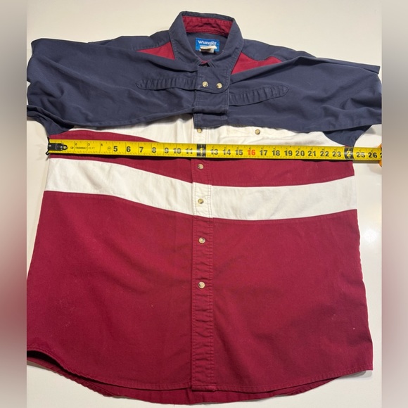 Wrangler Men’s American Flag Brushpopper Shirt Size Large Pearl Snap Cotton - Picture 7 of 9
